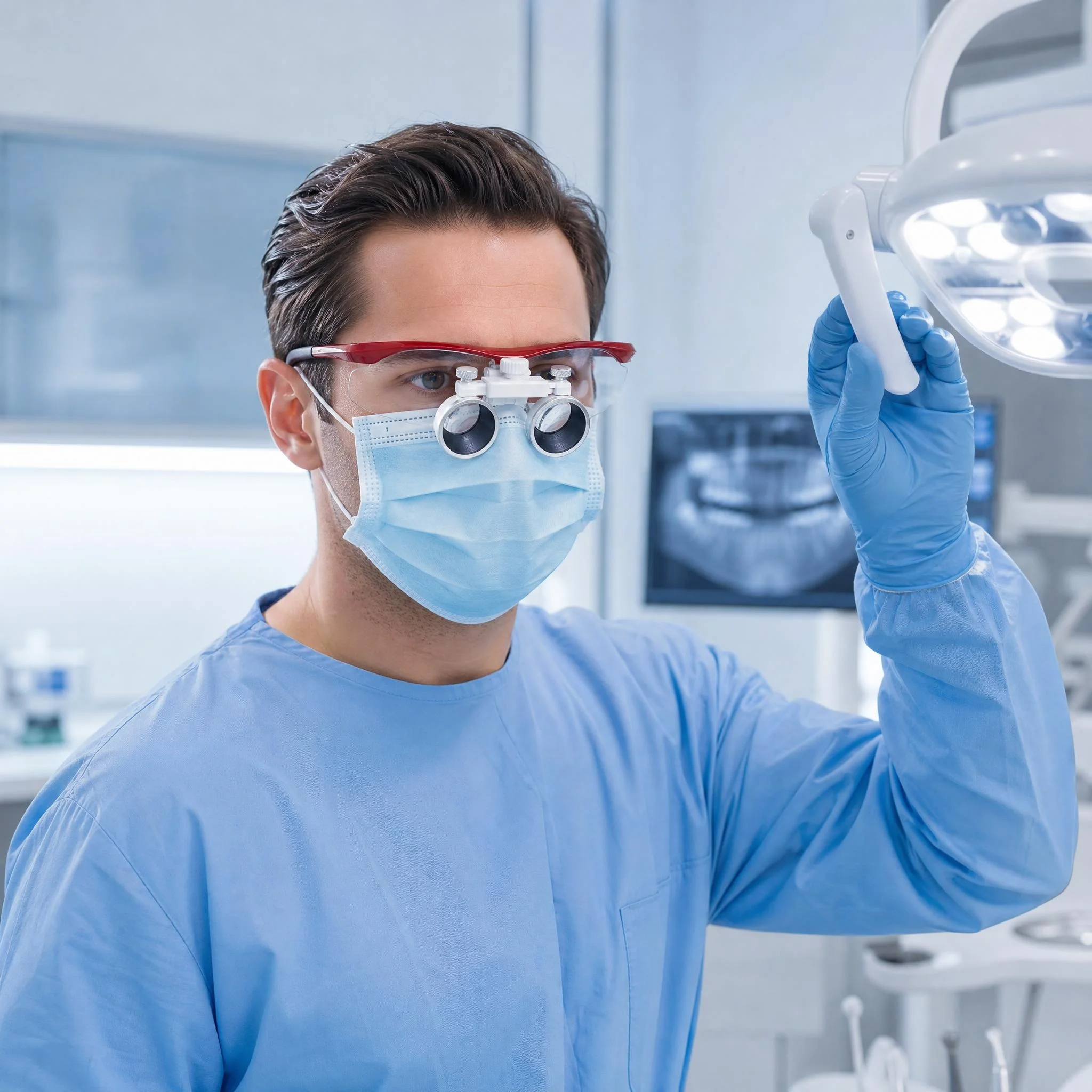 Surgical Magnifying Glass Dental Loupes 2.5X 3.5X Binocular Magnifier with Head Mounted Lighting for Precision Work