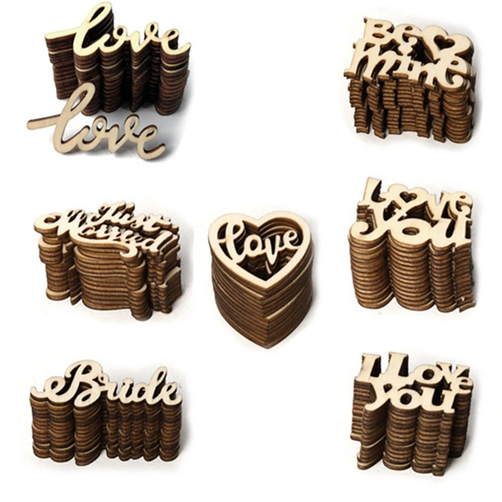 30pcs Love/Welcome/Just Married Wooden Letter Alphabet Wood Slices For Valentine's Day Wedding Party Table Decoration DIY Crafts