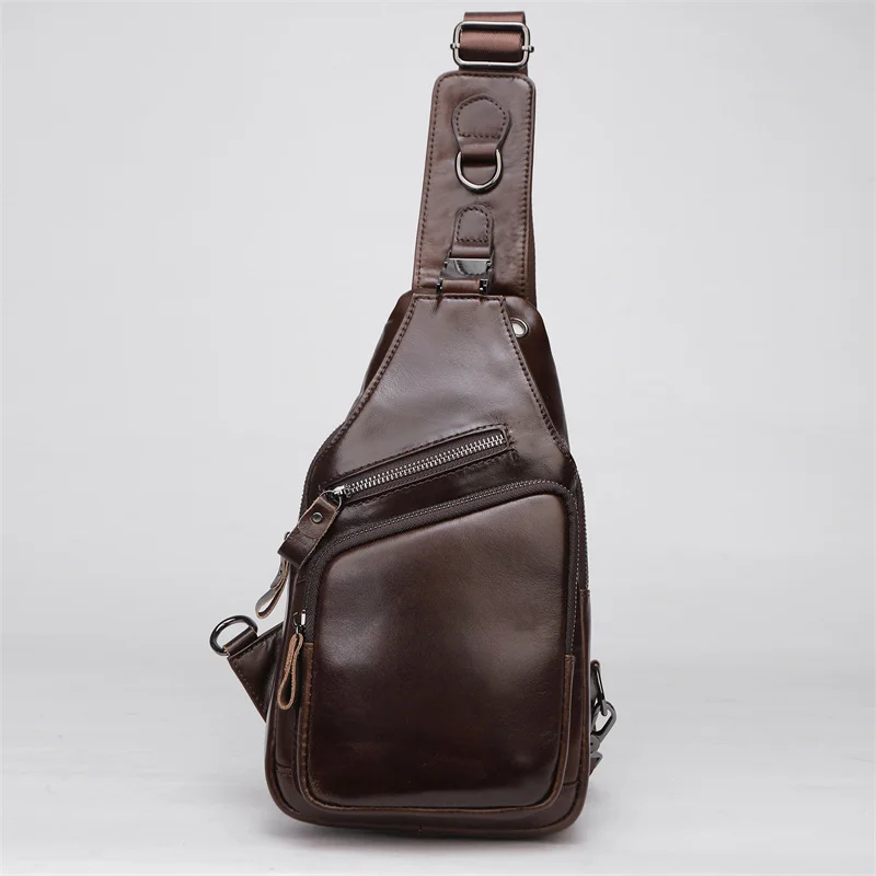 

2025 New Real Cow Leather Chest Pack Small Man Genuine Leather Satchels Fashionable Cowhide Shoulder Bag