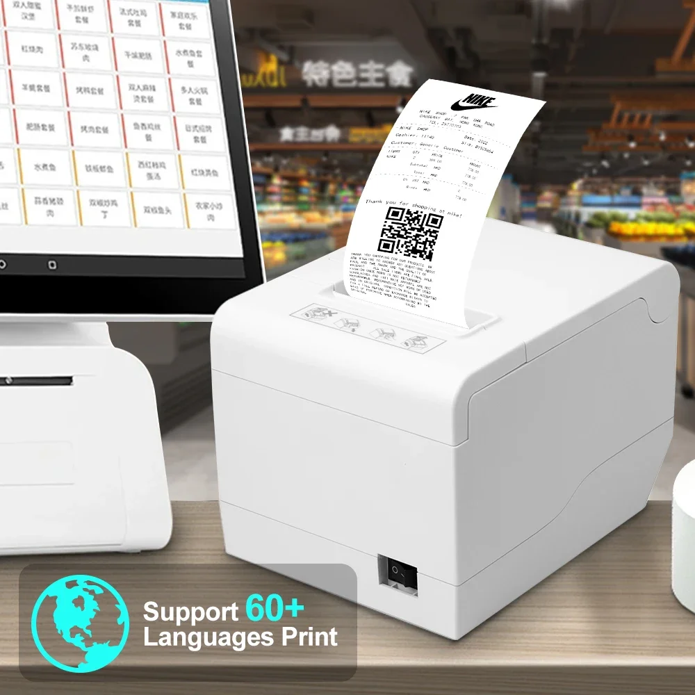 80mm Auto Cut Thermal Receipt Ticket Printer Imprimante Thermique ZYWELL ZY808 Bill Printer