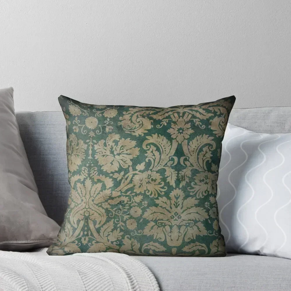 

Antique Teal Damask // Vintage Distressed Damask Throw Pillow Sofa Covers Couch Pillows pillow