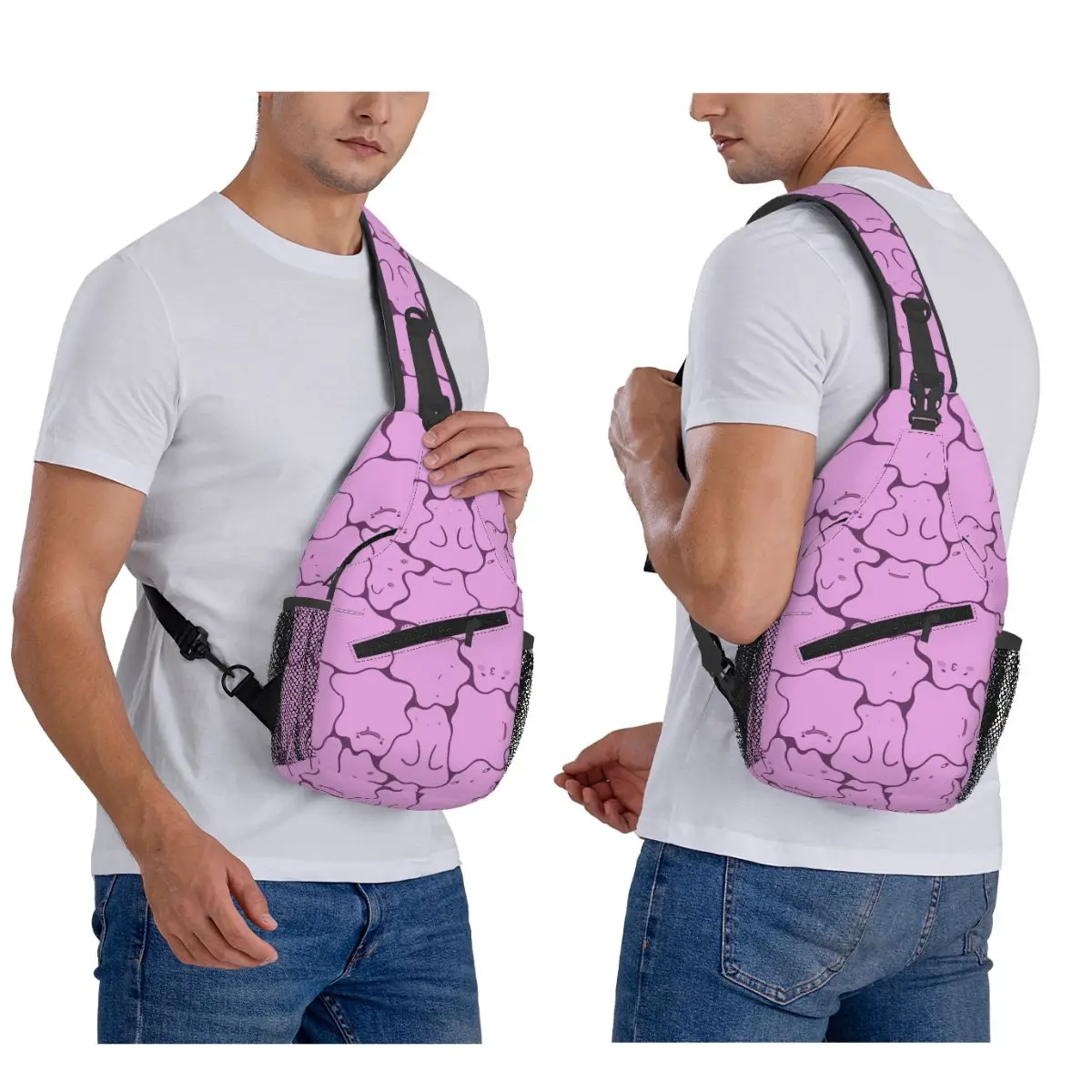 Ditto Pattern (no Shiny) Chest Bag Men Sling Crossbody Backpack Chest Bag Travel Hiking Daypack Shoulder Bag