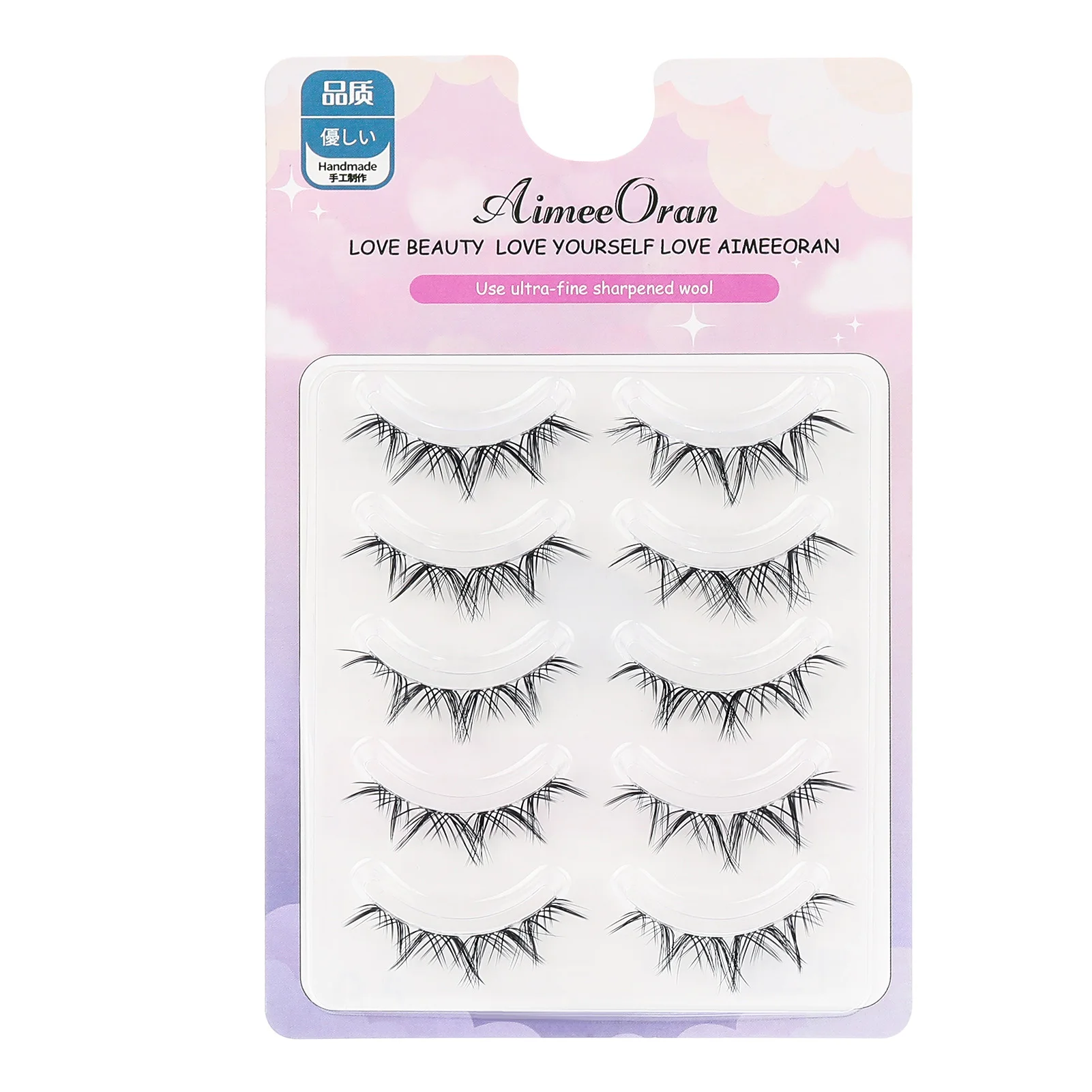 5 Pairs Dense Soft Artificial Eyelashes Wispy Long Soft Reusable Eyelashes Easy to Wear for Wedding Stage Makeup