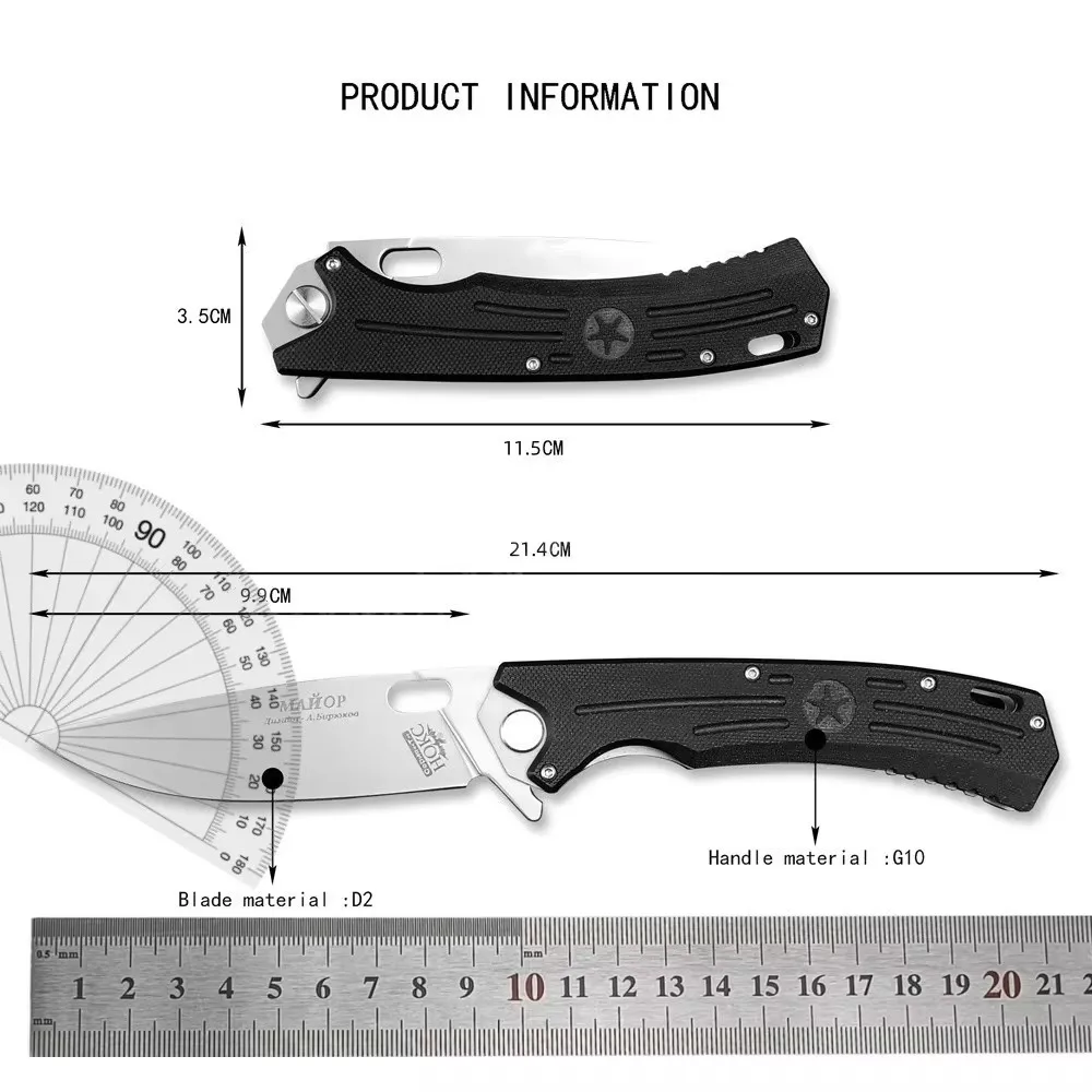 Russian HOKC Folding Knife D2 Blade G10 Handle Tactical Knife Outdoor EDC Pocket Knife Survival Hunting Cutting Camping Tool