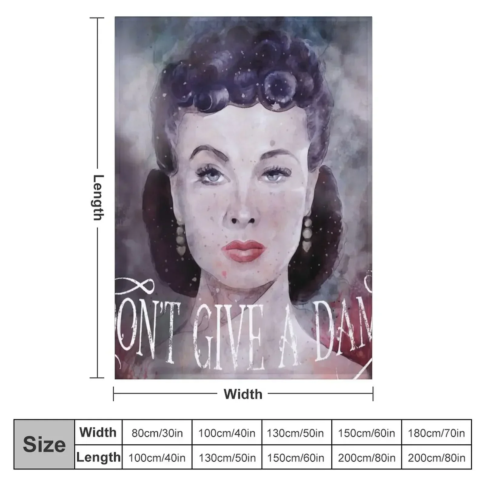 Gone With The Wind quote I don't give a damn Scarlett O'Hara Watercolor Throw Blanket Furry Nap Stuffeds Blankets