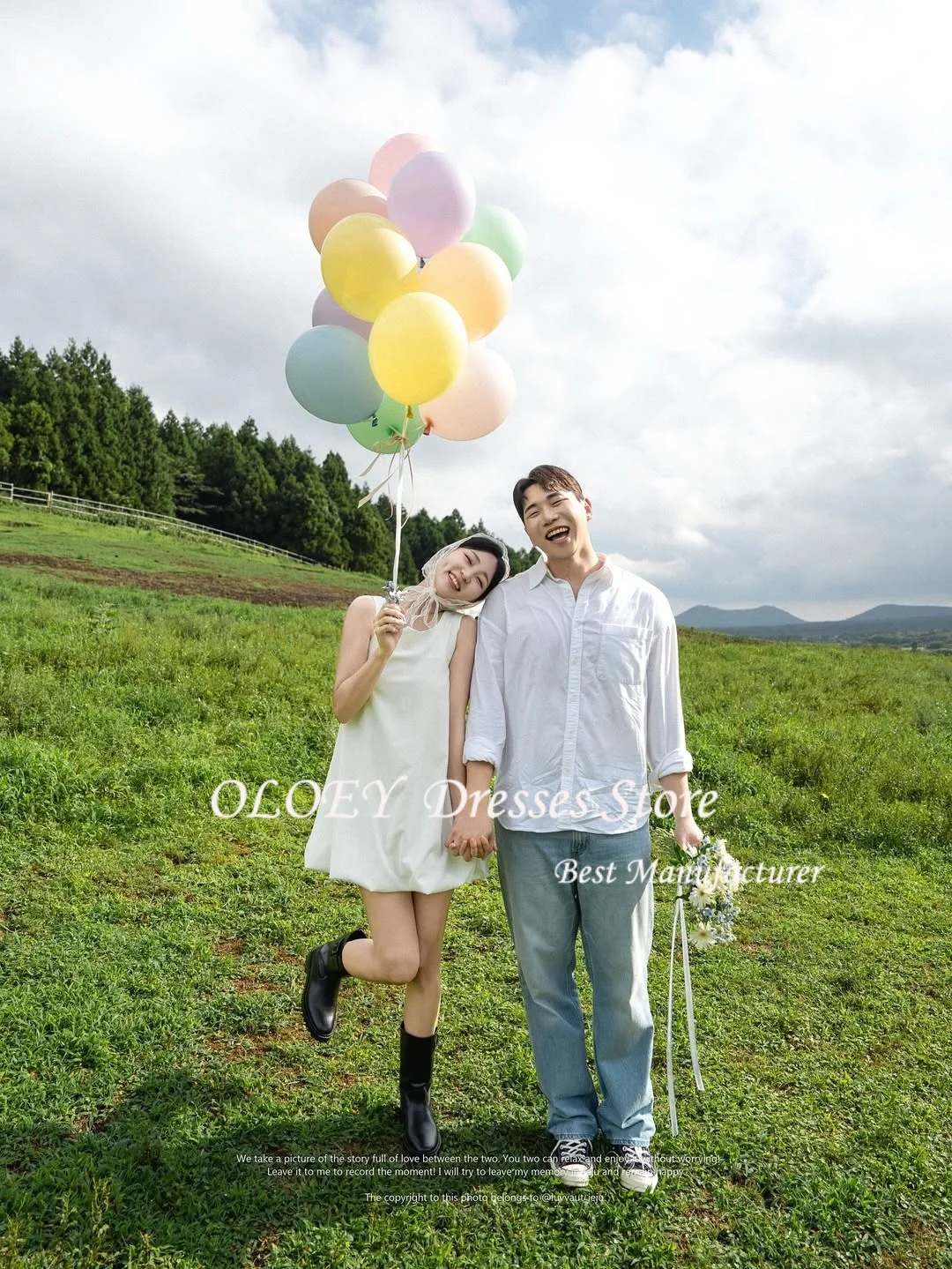 OLOEY اطلاق النار بسيط س الرقبة الساتان بلا أكمام فستان الزفاف الكورية فستان زفاف قصير فستان جنية فستان حفلة موسيقية بسيط صغير #3