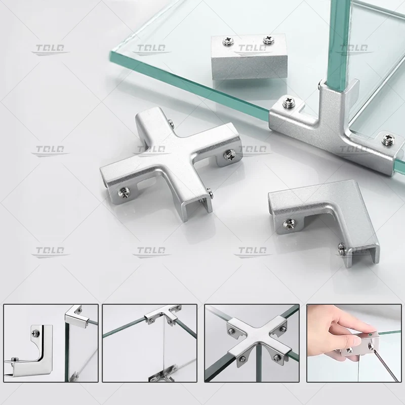 Stainless Steel Combination Glass Clamp for Glass Display Cabinet Fishbowl Fixing Clip Ceramic Tile Panel Reinforced Splicing