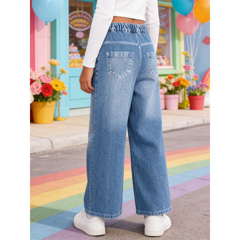 2026Children's Popular Cartoon Rabbit Graffiti Imitation Jeans Children Back to School Casual Fashion Long Pants