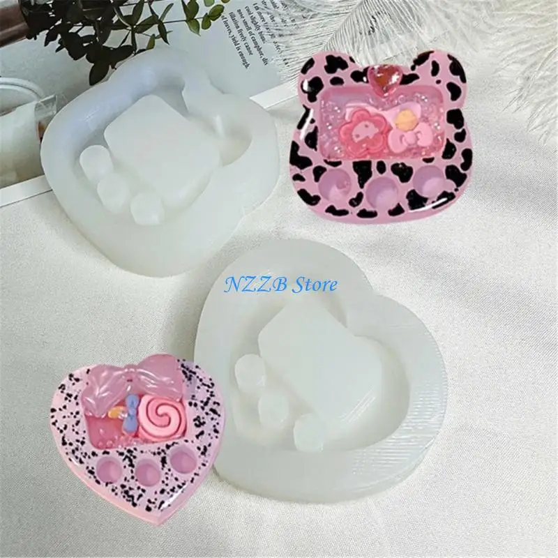 T21F قالب راتنجات الايبوكسي الكريستال الرمال المتحركة الدب الصغير/قلب الحب لتقوم بها بنفسك قالب السيليكون