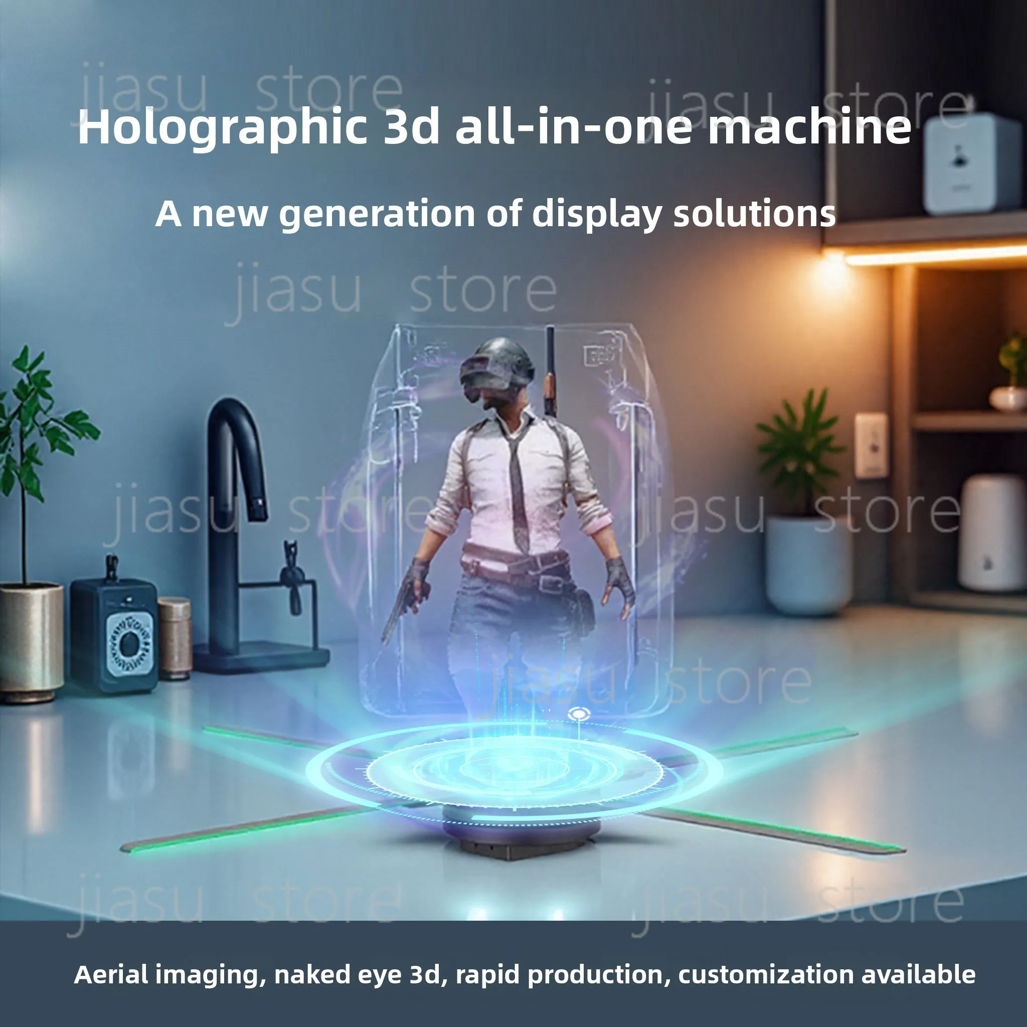 Naked Eye 3D Hologram Fan, Air 3D Imaging Transparent Display, Digital Human All-in-one Advertising Screen