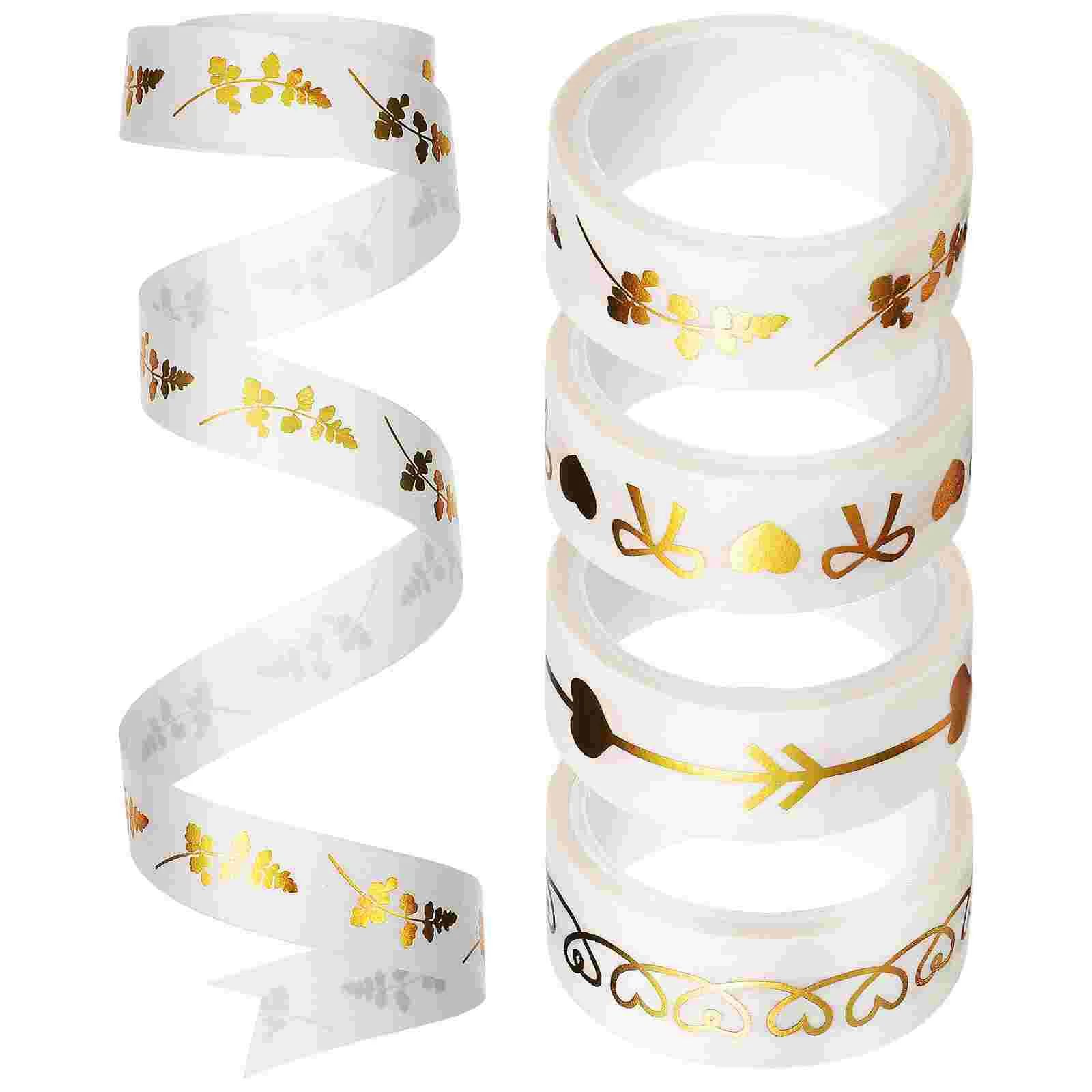 5 Rolls Adhesive Tape Strong Cohesive Gift Wrapping Stickers Bow Tie Sticky Decorative Paper Tool Student