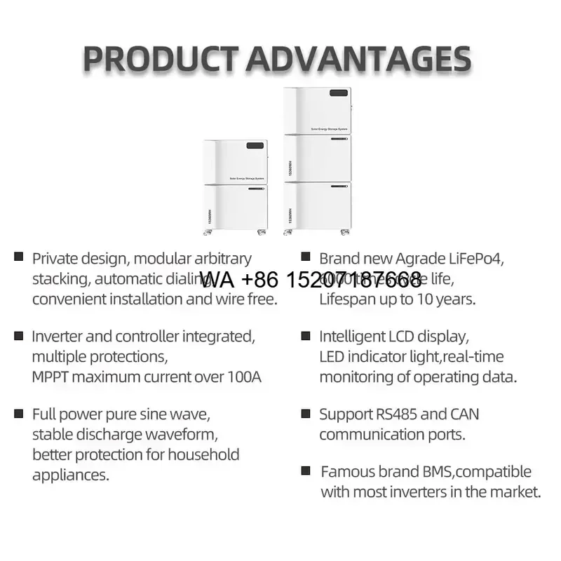 Wmwmnu for Wmwmnu 30KWh 400A LiFePO4 Solar Storage All in One 11KW Dual MPPT 2x5500W 160A Charging for Large Villa Off Grid