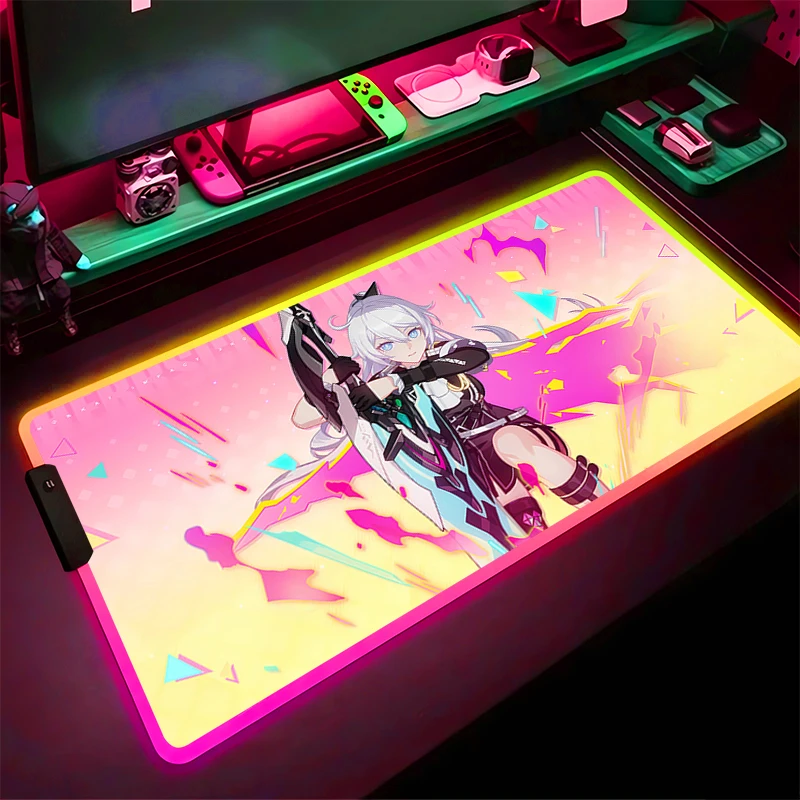 RGB cool mouse pad LED light rubber waterproof mouse pad game accessories computer desk pad Honkai Impact 3 Mousepad Home Decor