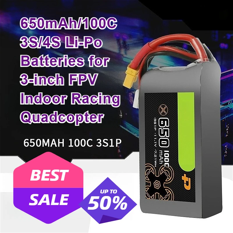 

650mAh/100C 3S/4S Li-Po Batteries for 3-inch FPV Indoor Racing Quadcopter