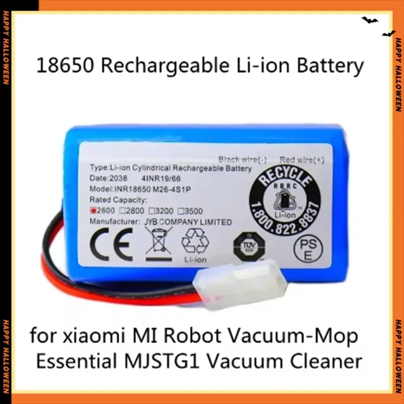 Li-ion Battery H18650CH-4S1P 14.8V 6800mAh  Pack for XIAOMI MIJIA Mi Robot Vacuum Cleaner Essential G1 MJSTG1,SKV4136GL R30 R35