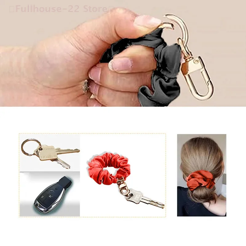 【MAX-22】Sleek Keychain Adornment With Adjustable Wristband Leather Scrunchie Keychain Elastic Wrist Strap For Women