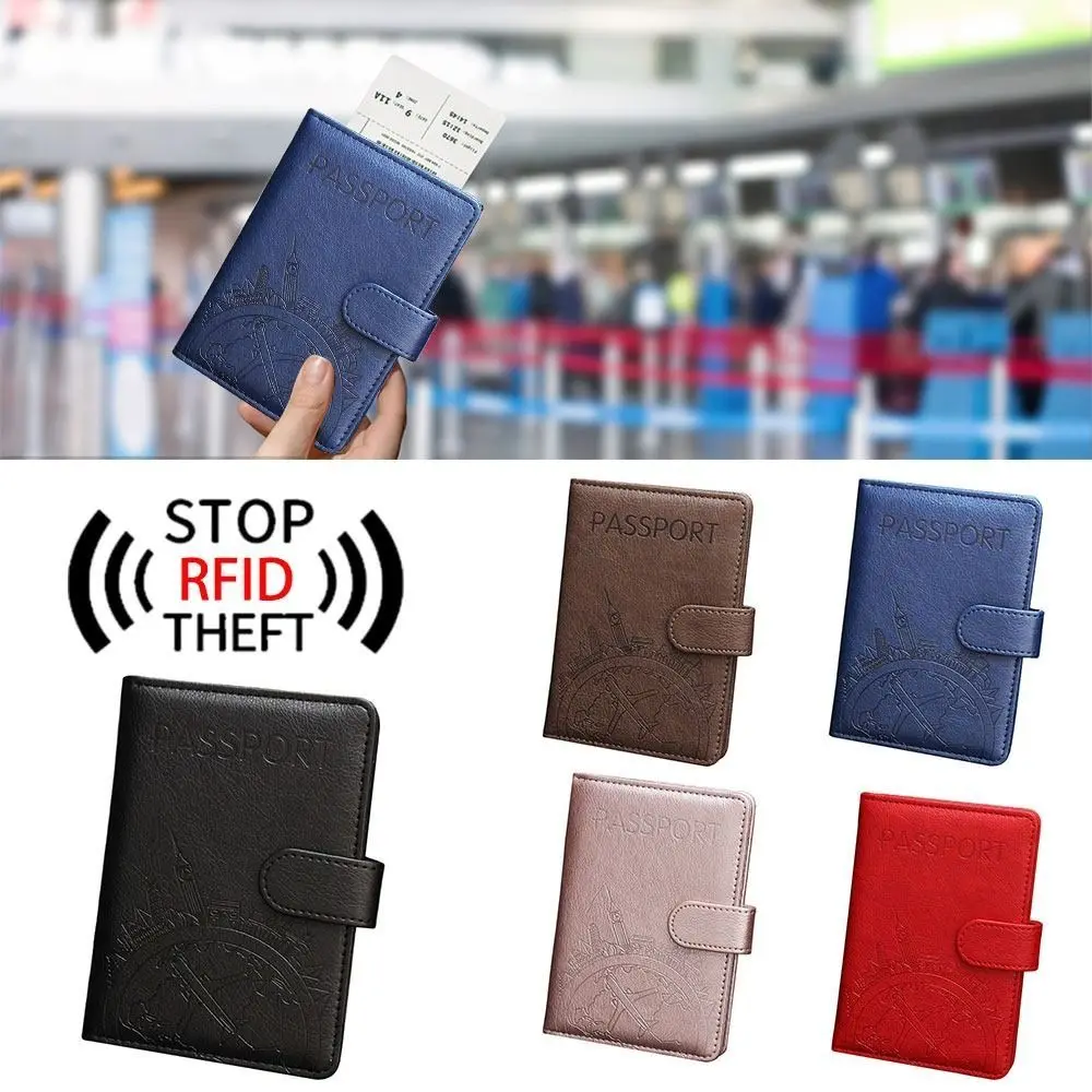RFID Leather Passport Bag Multi-function Document Package Portable Travel Ultra-thin Passport Holder
