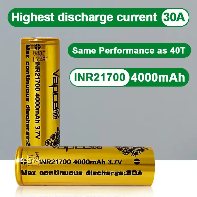 1-8 Uds Original Vapcell INR 21700 4000mAh 30A 3,7 V batería de litio de alta capacidad para linterna el mismo rendimiento que 40T