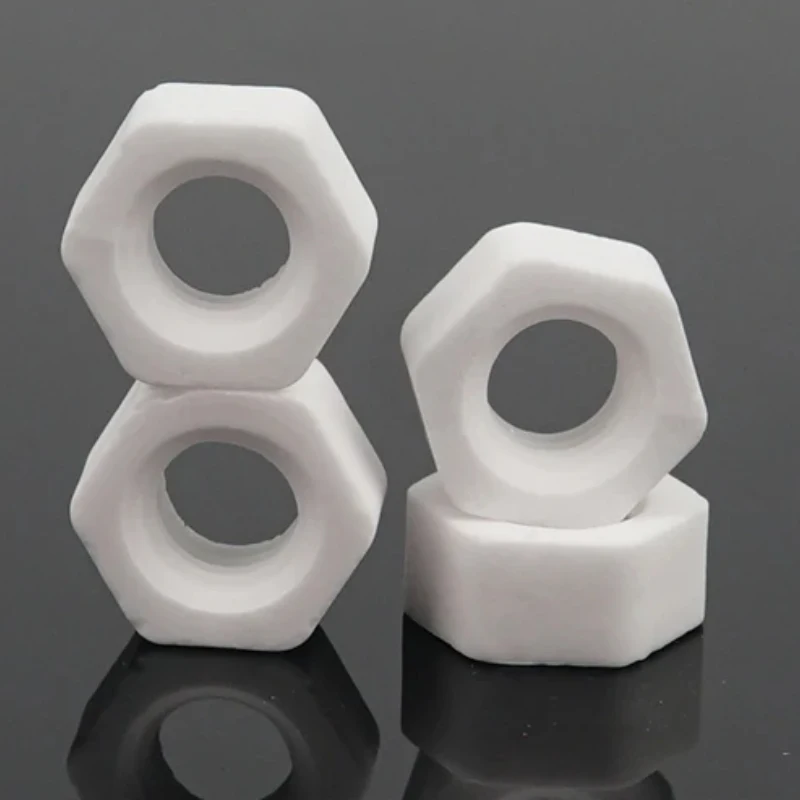 20Pcs M2-M16 Alumina Ceramic Hex Nut, High Temperature Corrosion Resistant Heat Insulation Fastener