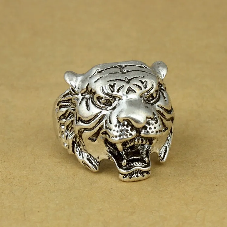 

Silver s925 silver vintage Thai silver beast domineering Tiger Men's Rings personalized opening