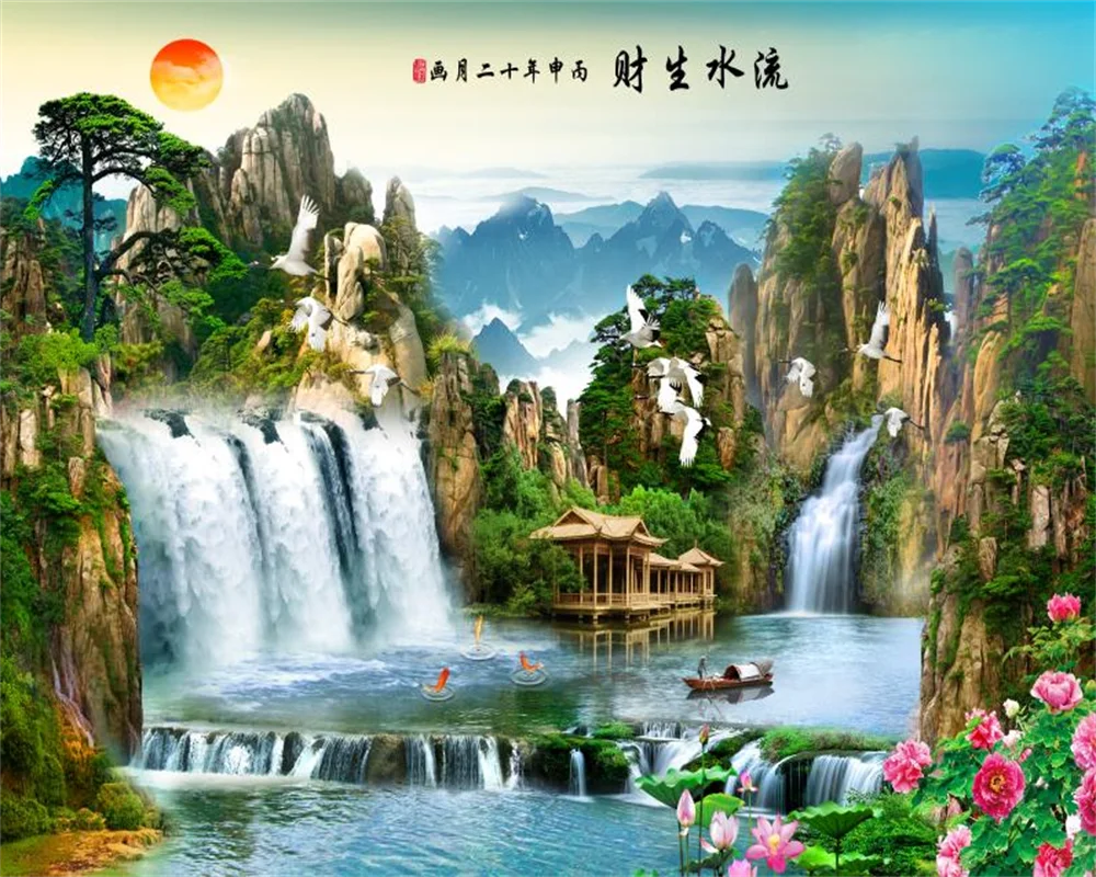 beibehang Customized modern new bedroom living room natural scenery landscape decorative painting papel de parede wallpaper