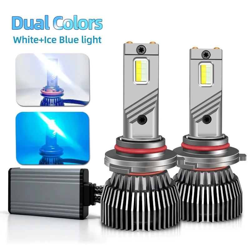M6i 120W Two-color High-power White+ Ice Blue LED Headlight H11 White Light 9005 Double Copper Tube Psx24w Fog Lamp P13w 5202