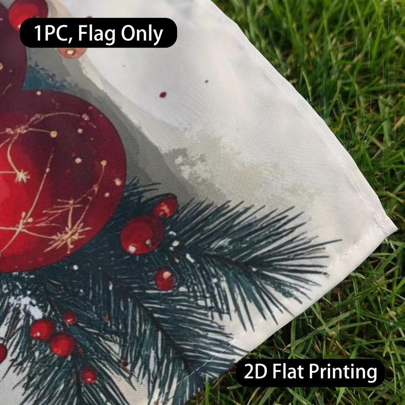 1pc Yuletide Blessing Vintage Lantern Christmas Garden Flag 2D Flat Printed Outdoor Yard Decor Flag Only