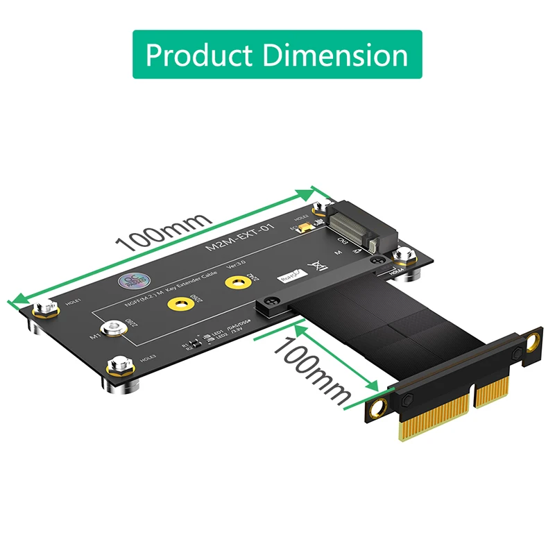 10cm nvme zu pci express x4 riser verlängerung kabel magnet pad power led m.2 m schlüssel zu pcie 4x für 2230 2242 2260 2280 nvme ssd