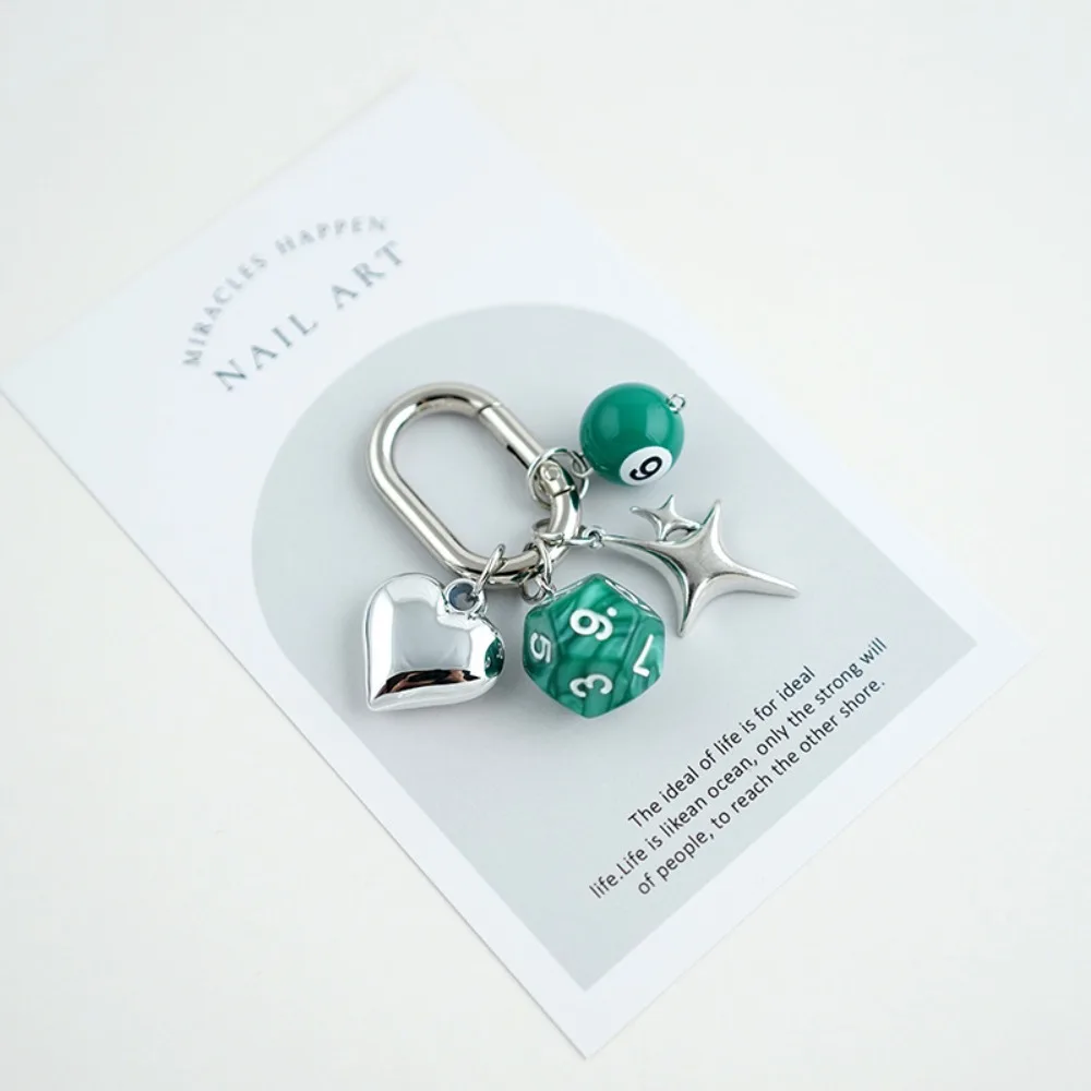 

Fashion Billiard Pool Keychain Colorful Creative 12 Sides Cube Keyrings Ins Irregular Mini Billiards Keychains Friendship Gift