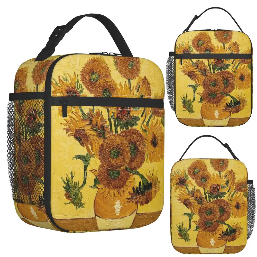 Vincent Van Gogh Sunflowers Sun Flowers Insulated Lunch Bag for Women Kids Leakproof Food Boxes Thermal Lunch Box Tote