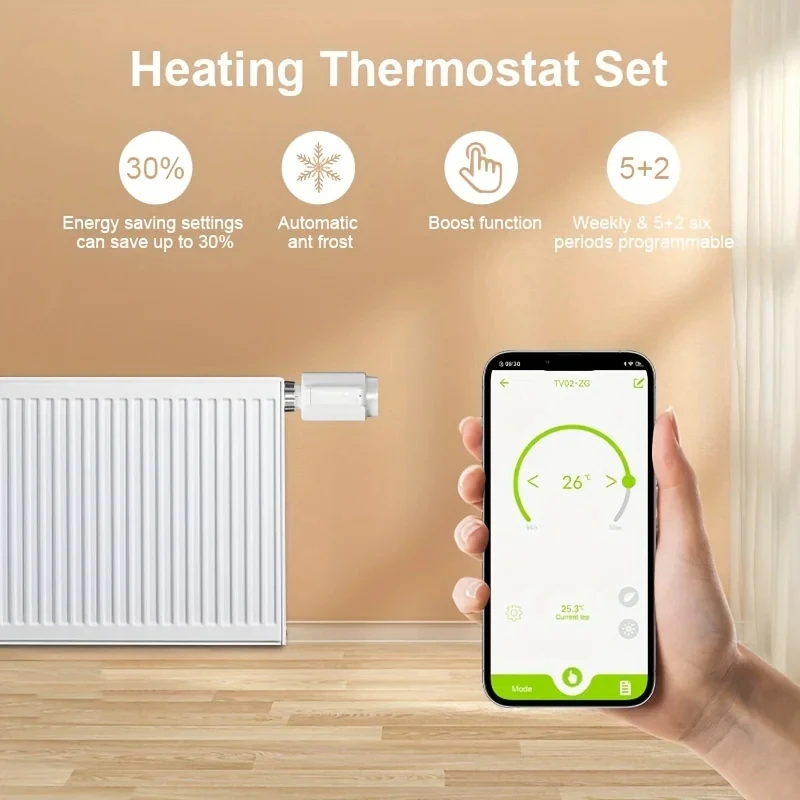 OneSmart Tuya Zigbee Wifi Smart TRV Thermostatic Radiator Valve Thermostat Temperature Heater Controller with Alexa Google Home