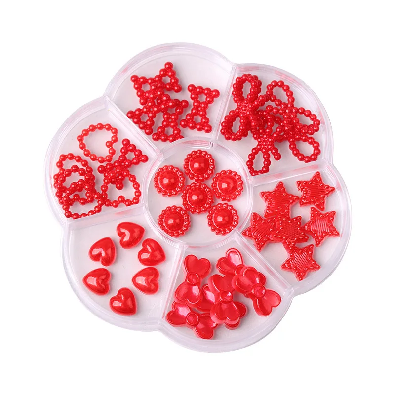 

*Bow Nail Art Jewelry Versatile Mixed Color Bow Pearl Resin Set Mixed Ornament