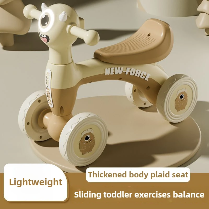 Baby Cartoon Glider Bike Toddler Balance Training 4 Wheels Scooter Outdoor Ride on Toys Baby Walker Gifts for Children Aged 1-3