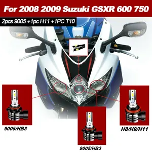Motorrad 9600LM LED High Farol Bellbeam Park Lamps Kit 4 PCS White 6000K bis 2008 2009 Suzuki GSXR 600 750 10 Hauptverkäufe von GSX S750 Lighthouse - №10