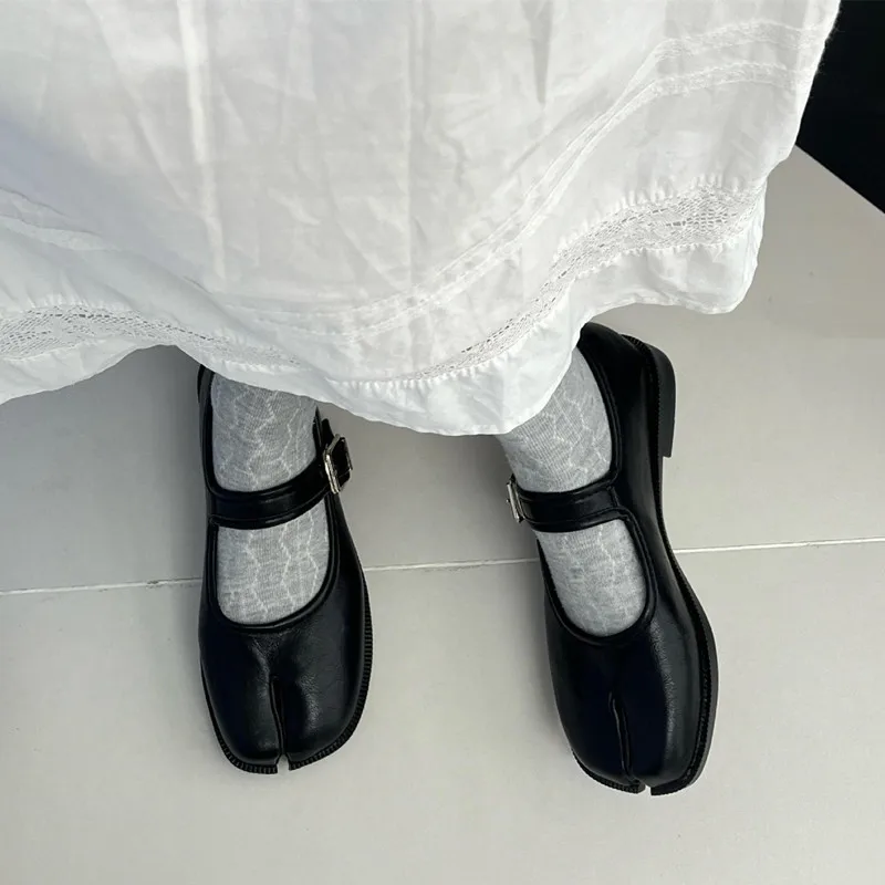 حذاء باليه نسائي مسطح لربيع وخريف 2025 بمقدمة مقسمة من تابي حذاء ماري جينس ناعم للمشي حذاء بدون كعب كسول أنيق غير رسمي #6