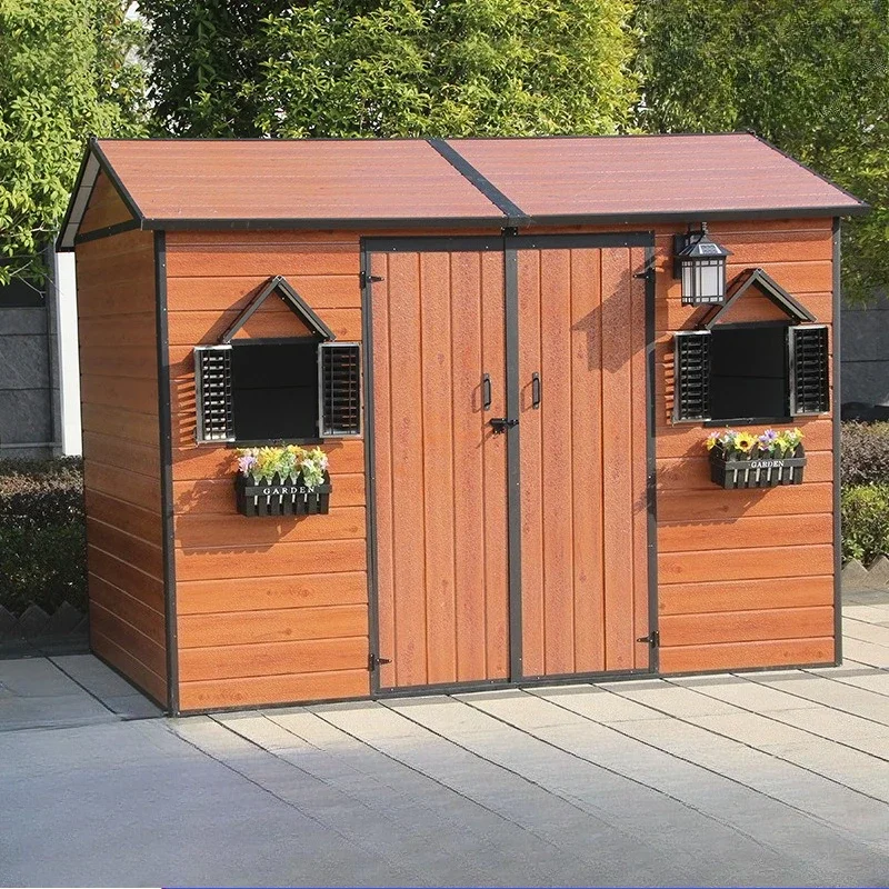 

6x6 FTShed Outdoor Storage Shed Floor Frame Kit Lockable Door Metal Storage Cabinet With Slopping Roof For Tools Garden Storage