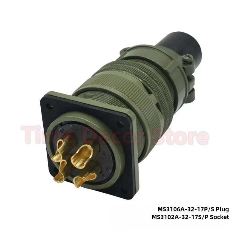 MS5015 MS3106A-32-17P/S 4 Core US Military Green Standard Aviation Connector MS3102A-32-17S 4 Pin Aviation Plug