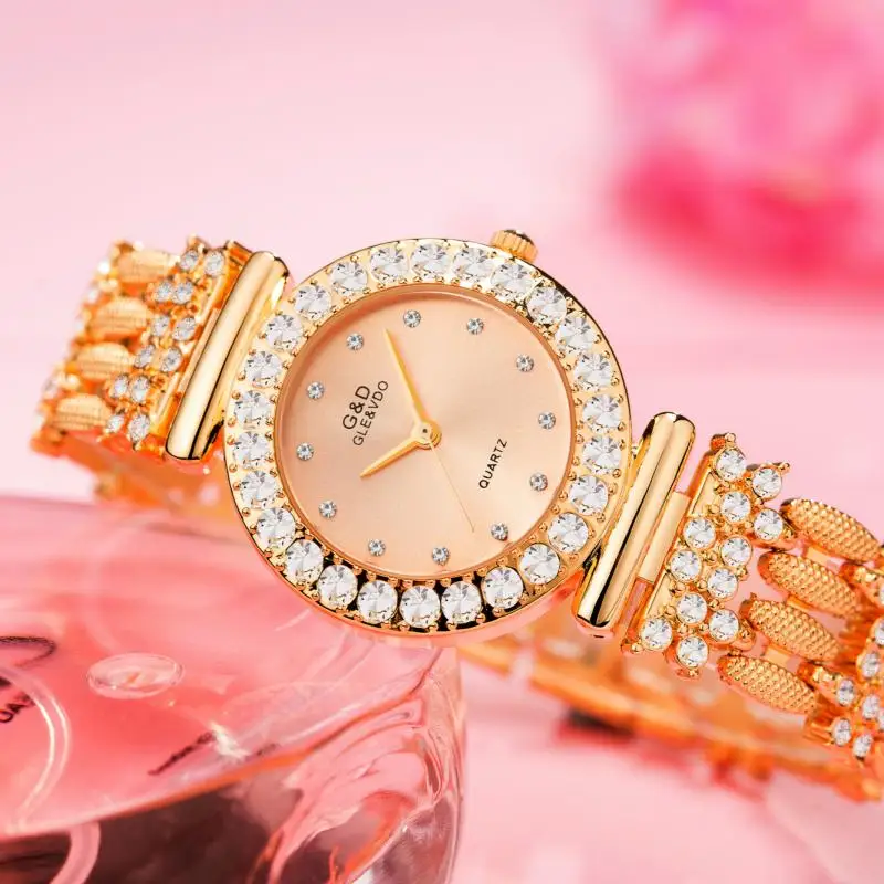 

Women Quartz Watches Casual Dress Ladies Watches Small Dial Rhinestone Golden Wrist Watch Gold Female Clock Reloj Mujer 2024