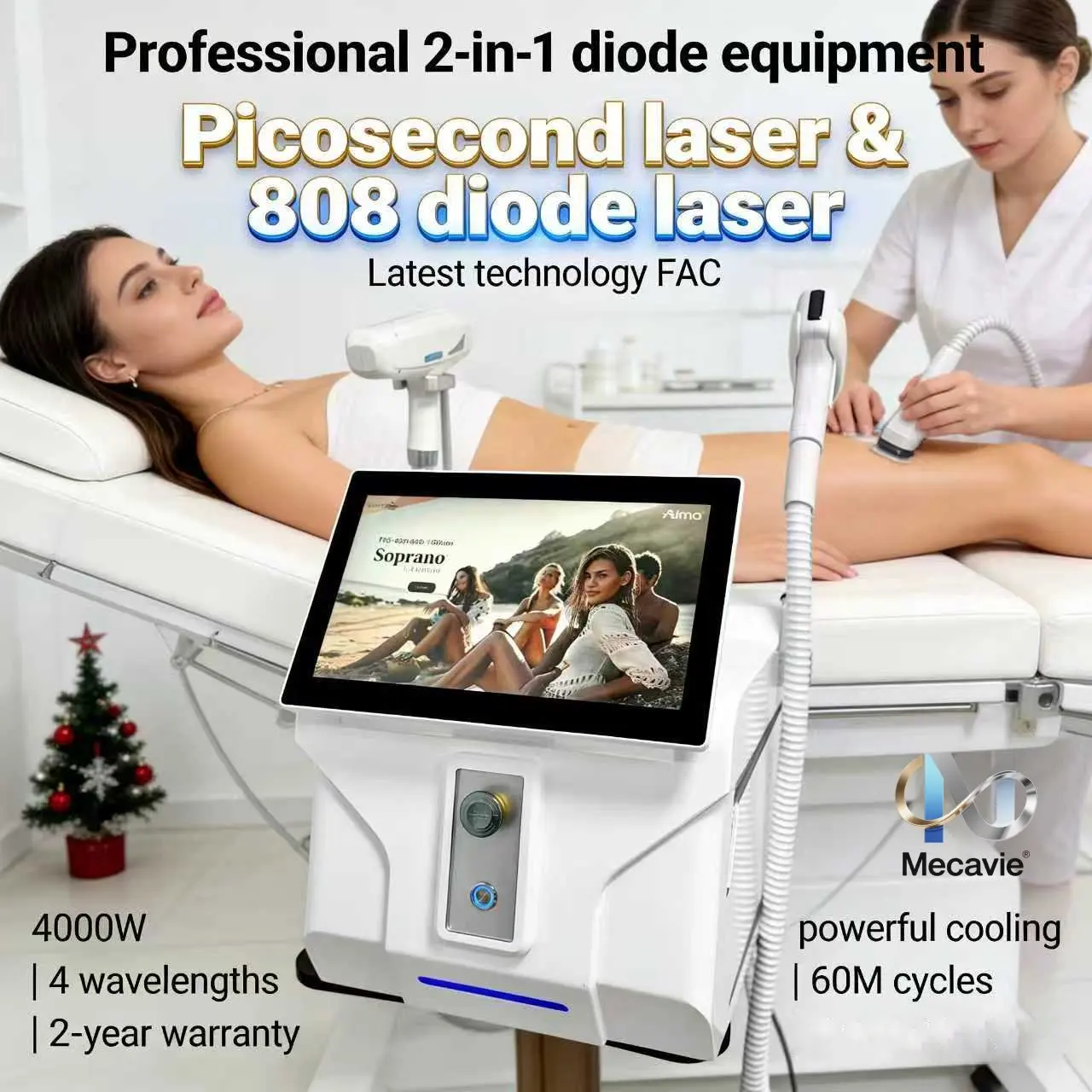 

Лазерный аппарат 2026 FAC Diode Laser 4000W: высокомощный пикосекундный лазер с 4 длинами волн для безболезненного и перманентного удаления волос и татуировок для профессионалов