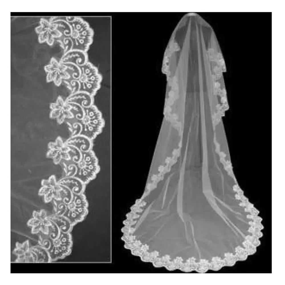 

3M Long 1 Layer Lace Edge Vintage Cathedral Wedding Bridal Veil