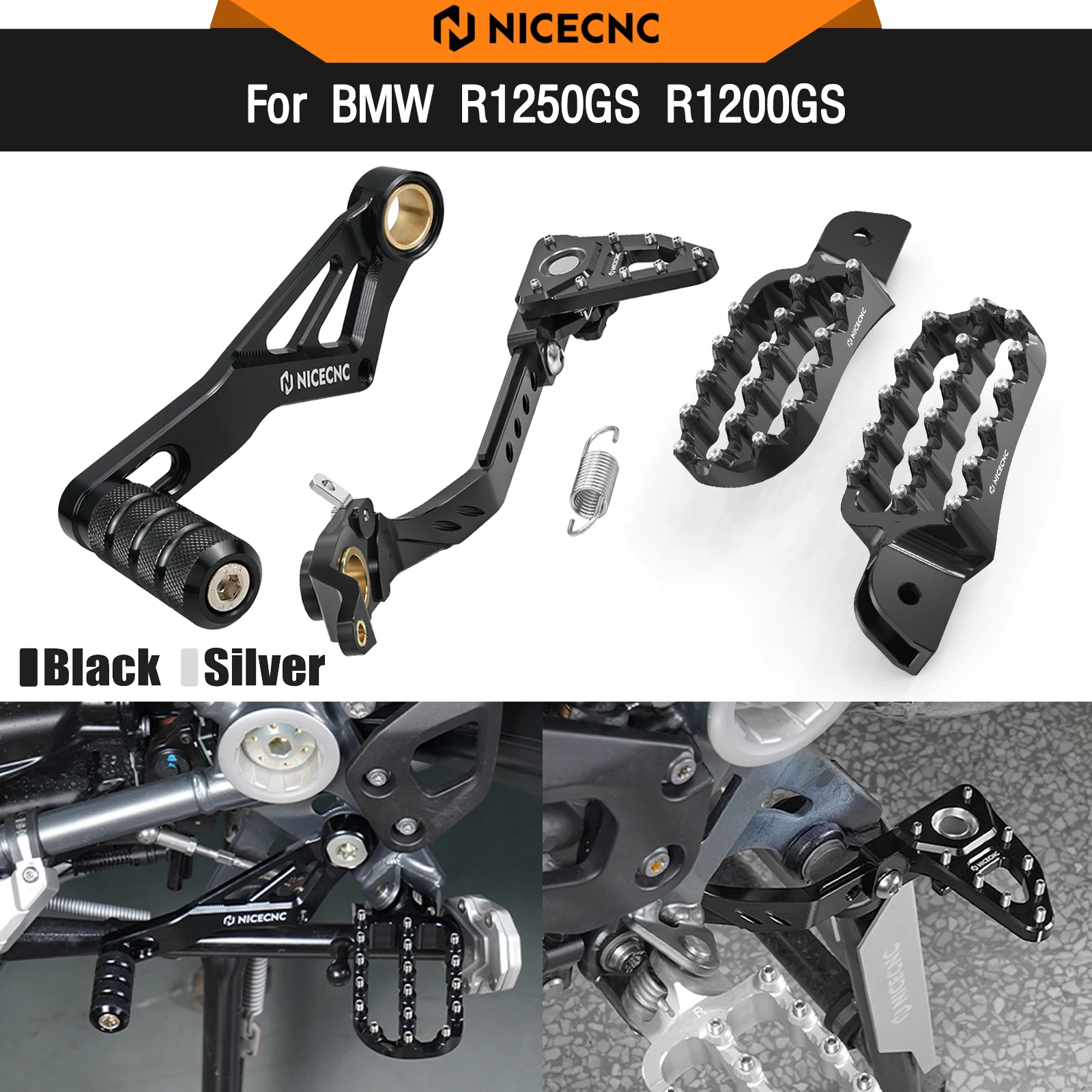 

For BMW R1250GS R1200GS Brake Pedal Lever Shift Lever Footpegs Footrests R 1250GS R1250 GS 2019-2023 R1200 GS R 1200GS 2013-2018