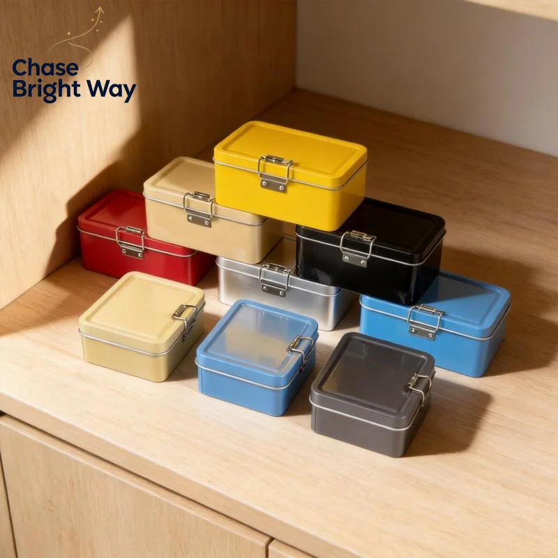 Sealed Buckle Metal Tin Box BPA-Free Iron Storage Box with Lid for Snacks Jewelry Makeup Samples DIY Craft Gift Packaging