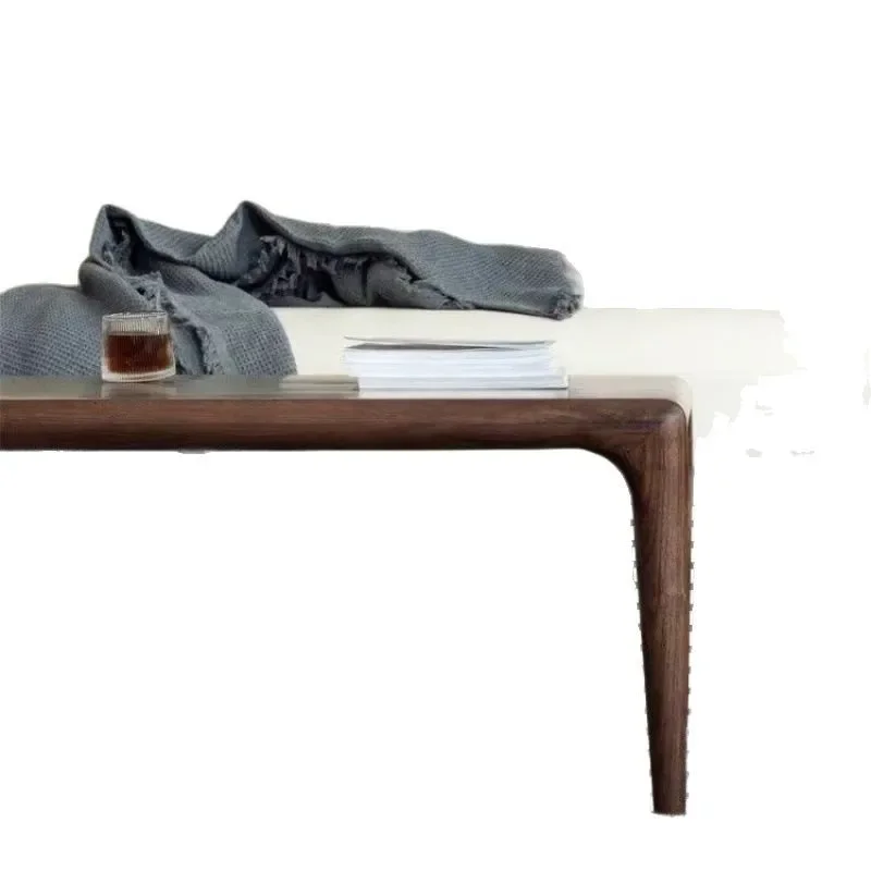 

Solid wood coffee table high and low combination small apartment