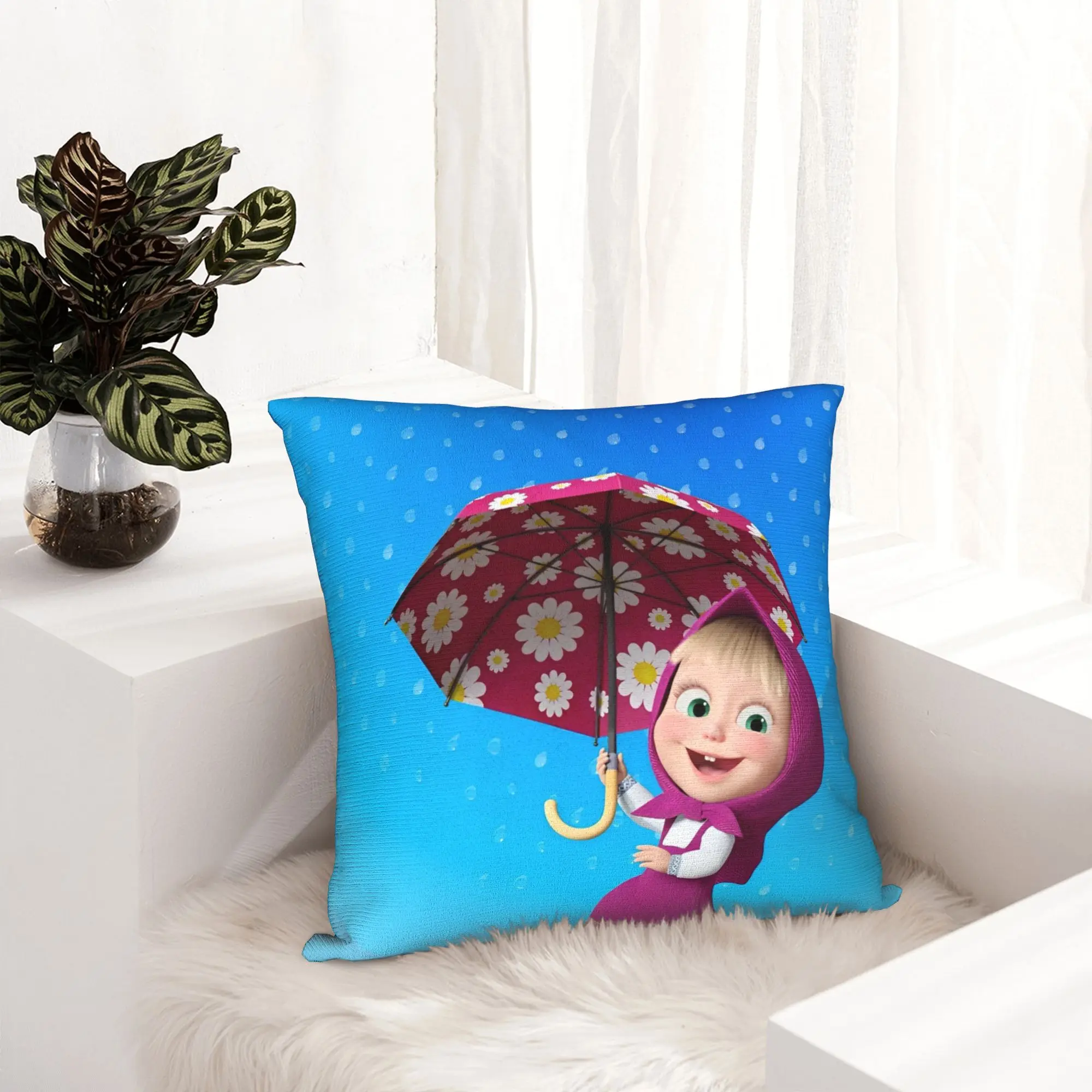 Cute Cartoon M-Masha and Bear  Pillowcase Printing Polyester Cushion Cover Gift  Throw Pillow Case Cover Bedroom Dropshipping