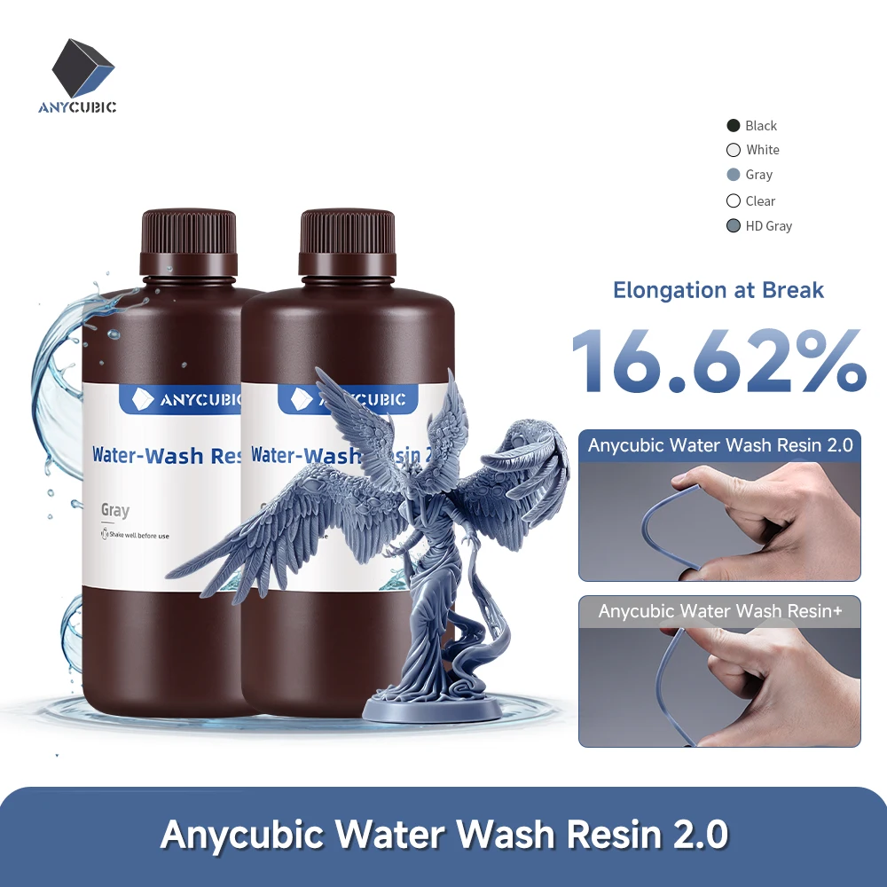 ANYCUBIC Water-Wash Resin LCD 3D Printer Precision Low Odor Low Viscosity 3D Printing…