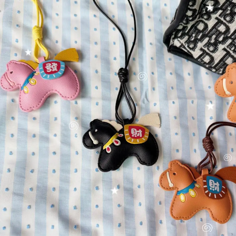 Horse Shaped Key Holder Bag Pendant Imitation Leather Little Horse Fullness Symbol Pendant Multi-Use Bag Car Hanger Keychain