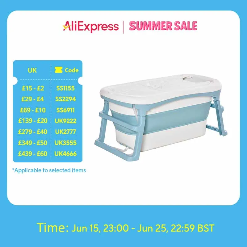 HOMCOM Foldable Bathtub Kids Bath Tub with Lid Large Bathtubs for 1 - 12 Years