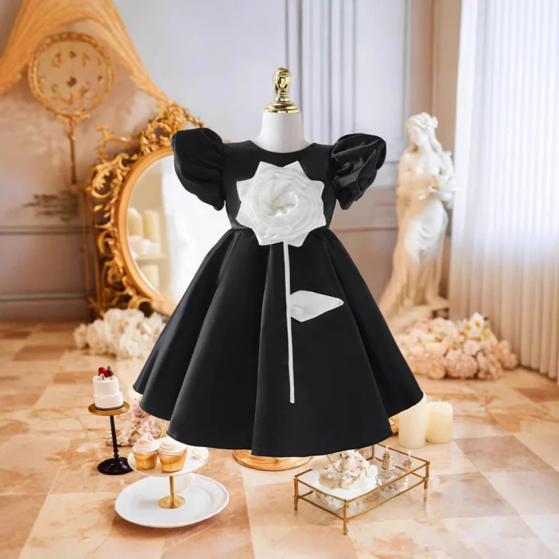 فستان الأميرة للأطفال فستان بناتي رسمي فستان أداء البيانو زهرة فتاة الزفاف فستان فتاة صغيرة عيد ميلاد الميلاد الأول #4