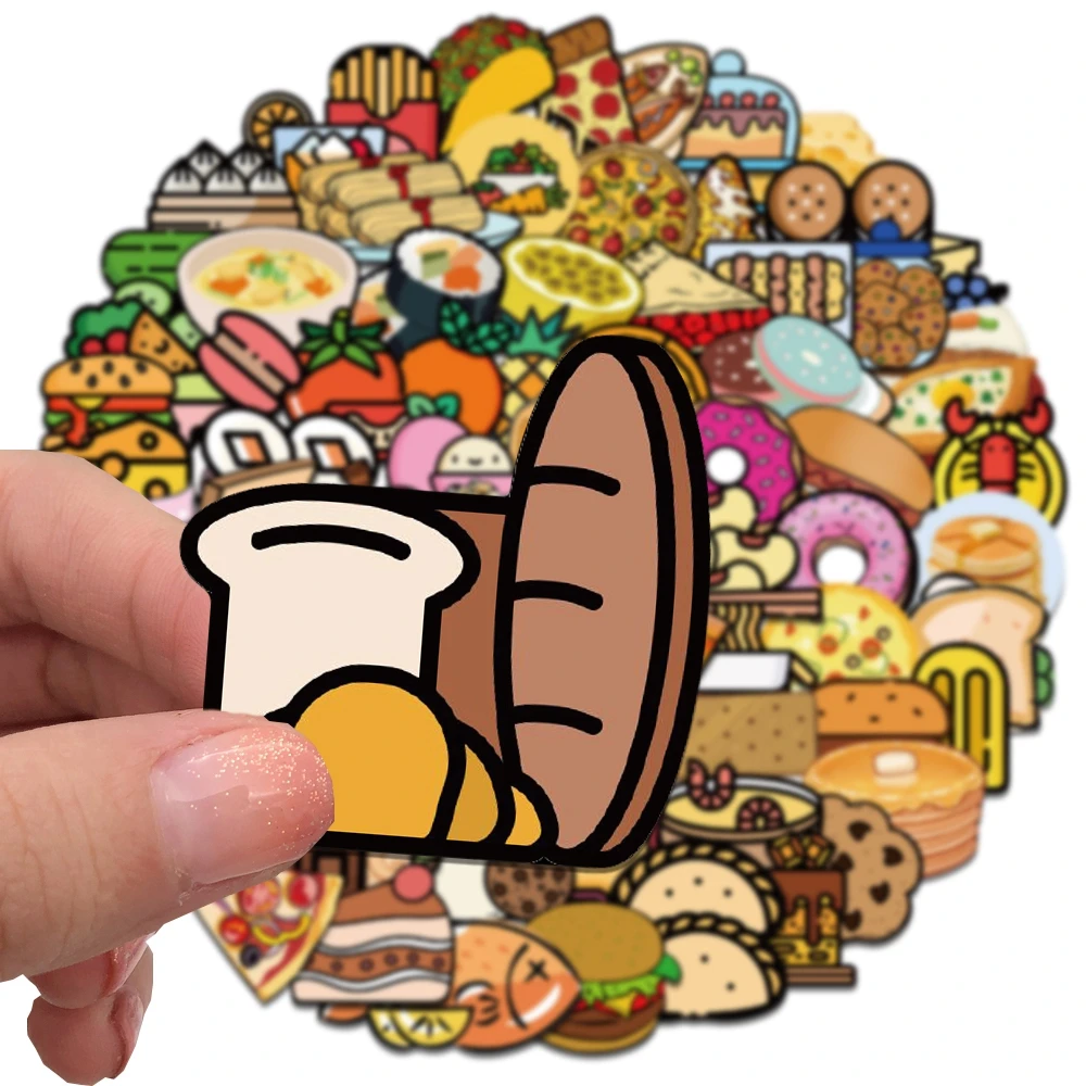 50/100PCS Food Drink Milk Donut Mixed Stickers Waterproof Phone Bike Motorcycle Water Bottle Wall Car Sticker for Kids Toys