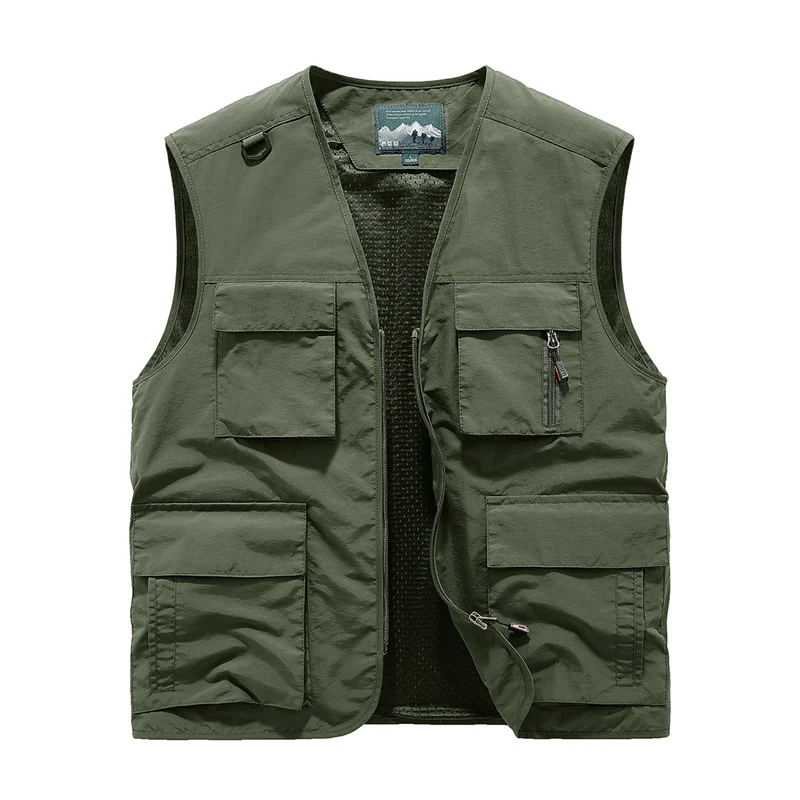 

Summer Vest Men High Quality Outdoor Waistcoat Multi-Pocket Light Waterproof Mesh Photography TechWear Fishing Camping Men Vests